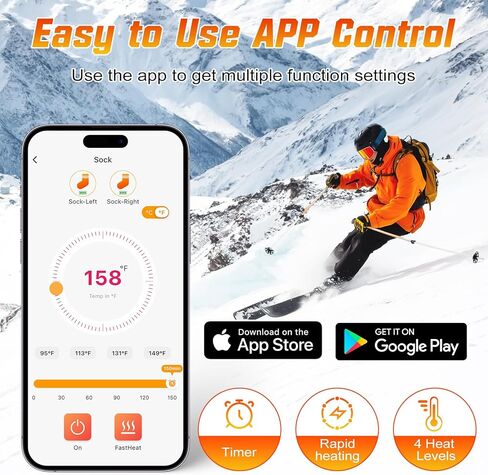 Heated Socks for Men Women with APP Control, 8000mAh Battery Rechargeable Electric Washable Winter Warm Feet and Outdoor for Hunting Skiing Cycling Camping in Saudi Arabia