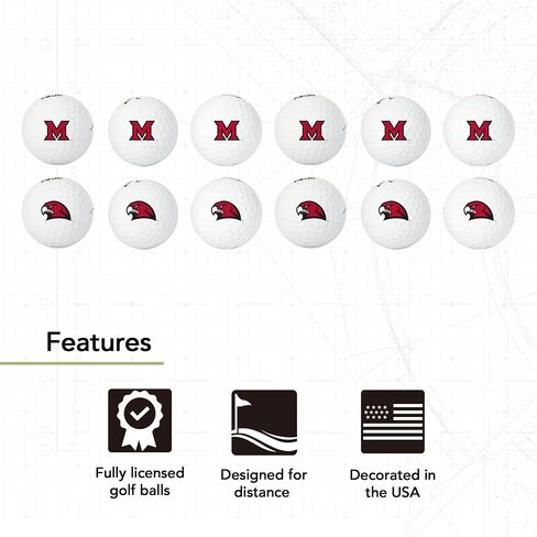 Desert Cactus Miami University Ohio Dozen Golf Balls - Full Color 12 Pack, Redhawks Officially Licensed Gear in Saudi Arabia