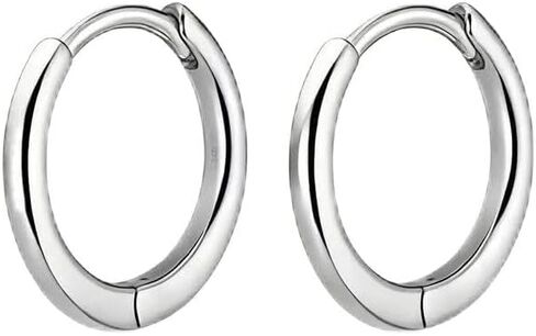 Hypoallergenic Huggie Hoop Earrings for Women Men 6mm/8mm/10mm/12mm Width Helix Tragus Lobe Cartilage Pierced Earrings 925 Sterling Silver Needle Simple Punk Jewelry +Gift Box in Saudi Arabia