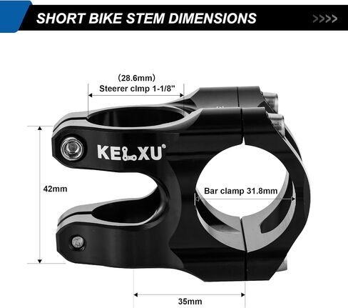 Bike Stem 31.8 Lightweight CNC Aluminum Alloy Short MTB Stem 35mm Handlebar Stem for Most Bicycle, Road Bike, Fixed Gear, Downhill Bike, Track Bike, BMX, Cycling(Black) in Saudi Arabia