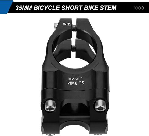 Bike Stem 31.8 Lightweight CNC Aluminum Alloy Short MTB Stem 35mm Handlebar Stem for Most Bicycle, Road Bike, Fixed Gear, Downhill Bike, Track Bike, BMX, Cycling(Black) in Saudi Arabia