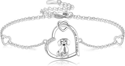 سوار Dachshund 925 Sterling Silver/Ross Gold Plated/Gold Plated Dachshund Dog Hilts Heart Animal Jewts for Women Dachshund Lovers (Gold) in Saudi Arabia