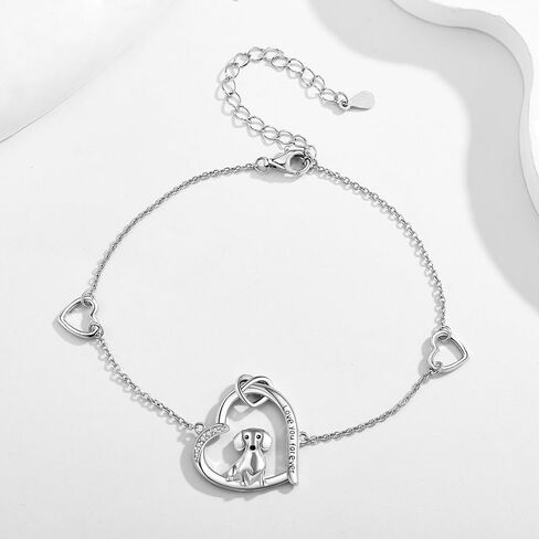 سوار Dachshund 925 Sterling Silver/Ross Gold Plated/Gold Plated Dachshund Dog Hilts Heart Animal Jewts for Women Dachshund Lovers (Gold) in Saudi Arabia