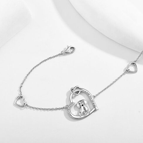 سوار Dachshund 925 Sterling Silver/Ross Gold Plated/Gold Plated Dachshund Dog Hilts Heart Animal Jewts for Women Dachshund Lovers (Gold) in Saudi Arabia