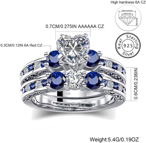 Couple Rings White Gold Plated 925 Sterling Silver Ring Green 1CT Heart CZ Women Wedding Ring Sets Men Titanium Steel Ring in Kuwait