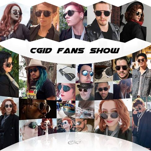CGID Retro Steampunk Round Polarized Sunglasses Men Womens Metal Side Shield UV400 Protection in Kuwait