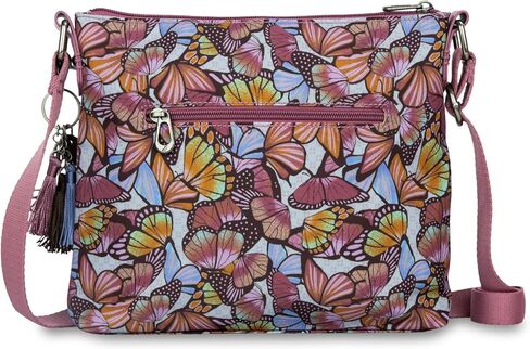 Sakroots Basic Crossbody في Eco-Twill مع حزام قابل للتعديل ، صحراء الروح الرمادية الفاتحة مبطن in Kuwait