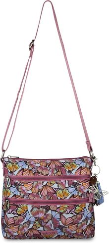 Sakroots Basic Crossbody في Eco-Twill مع حزام قابل للتعديل ، صحراء الروح الرمادية الفاتحة مبطن in Kuwait