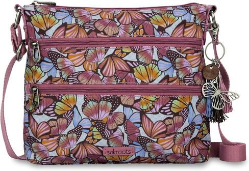 Sakroots Basic Crossbody في Eco-Twill مع حزام قابل للتعديل ، صحراء الروح الرمادية الفاتحة مبطن in Kuwait