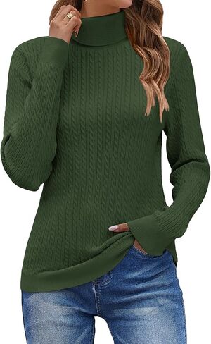 Zeagoo Womens Sensters 2025 Turtleneck Cable متماسكة الأكمام الطويلة السحب اللطيف in Kuwait