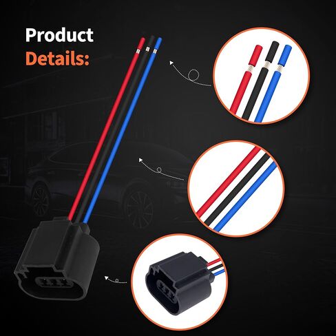 HiSport 2pcs Lighting 9008 H13 Socket Female Adapter Connector Pigtail Plug Wire/Wiring Harness for H13LL Fog Lights Lamps Bulbs in Saudi Arabia