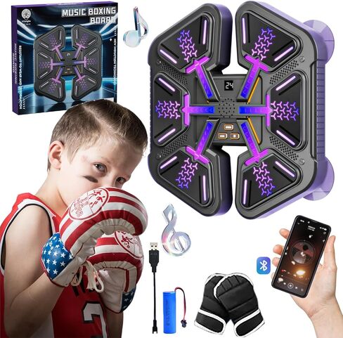 Junbinwon&NP 2025 Music Boxing Machine New Upgrade with Leather Boxing Gloves, Boxing Wall Mounted, Boxing Training Punching Equipment for Kids Boxing Workout Equipment Target for Home, Office, Gym in Saudi Arabia