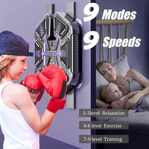 Junbinwon&NP 2025 Music Boxing Machine New Upgrade with Leather Boxing Gloves, Boxing Wall Mounted, Boxing Training Punching Equipment for Kids Boxing Workout Equipment Target for Home, Office, Gym in Saudi Arabia