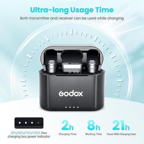 GODOX WEC-S Kit2 نظام ميكروفون لاسلكي لسوني، جهاز استقبال Hotshoe لكاميرا سوني، ميكروفون لاسلكي ثنائي القناة 2.4G، نطاق 200 متر (656 قدم)، ميكروفون Lavalier لإلغاء الضوضاء in Saudi Arabia