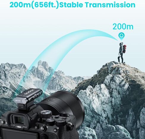GODOX WEC-S Kit2 نظام ميكروفون لاسلكي لسوني، جهاز استقبال Hotshoe لكاميرا سوني، ميكروفون لاسلكي ثنائي القناة 2.4G، نطاق 200 متر (656 قدم)، ميكروفون Lavalier لإلغاء الضوضاء in Saudi Arabia