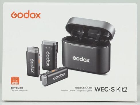 GODOX WEC-S Kit2 نظام ميكروفون لاسلكي لسوني، جهاز استقبال Hotshoe لكاميرا سوني، ميكروفون لاسلكي ثنائي القناة 2.4G، نطاق 200 متر (656 قدم)، ميكروفون Lavalier لإلغاء الضوضاء in Saudi Arabia