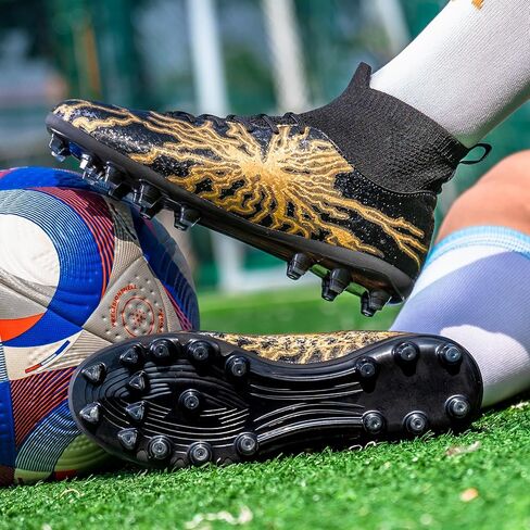 HRJR Kids Soccer Cleats Boys Girls Training Football Cleats Youth High-top Soccer Shoes for Little/Big Professional Athletic Outdoor Football Shoes in Saudi Arabia
