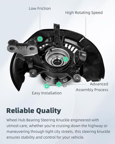 SCITOO Front Driver Side Wheel Hub Bearing & Steering Knuckle Assembly 698-433 Fit for Toyota Highlander 2008-2013 FWD, for Toyota Highlander 2014-2017 in Saudi Arabia