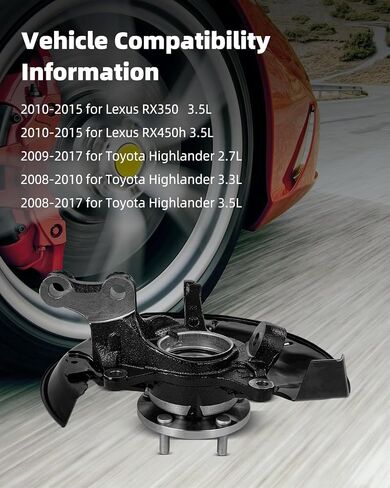 SCITOO Front Driver Side Wheel Hub Bearing & Steering Knuckle Assembly 698-433 Fit for Toyota Highlander 2008-2013 FWD, for Toyota Highlander 2014-2017 in Saudi Arabia