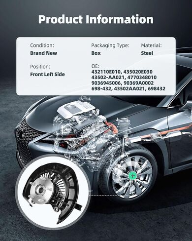 SCITOO Front Driver Side Wheel Hub Bearing & Steering Knuckle Assembly 698-433 Fit for Toyota Highlander 2008-2013 FWD, for Toyota Highlander 2014-2017 in Saudi Arabia