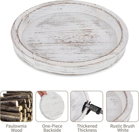 Hanobe Candle Holder Tray Decor: Round Black Coffee Table Decorative Tray for Home Decor - Farmhouse Wood Plate Circle Display for Living Room Kitchen Centerpiece in Kuwait