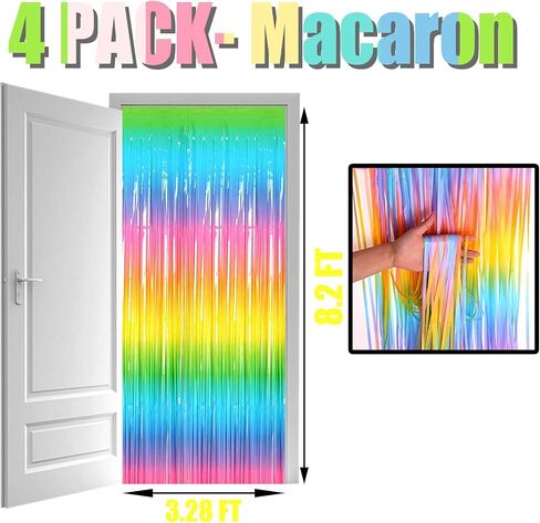4 Pack Pink Foil Fringe Curtain Backdrop, 3.28Ft x 8.2Ft Metallic Tinsel Foil Fringe Streamer Curtains for Photo Booth Props, Birthday, Wedding, Valentine's Day Decoration Party Supplies in Kuwait
