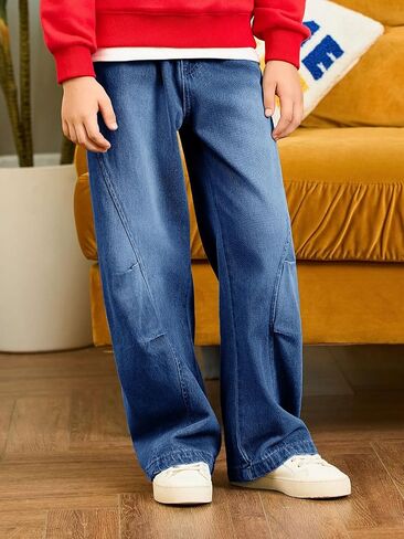 Haloumoning Boys Cargo Jeans Kids High Phenged Bargy Bants Demin Pants مع جيوب متعددة 5-14 سنوات in Saudi Arabia