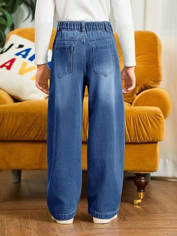 Haloumoning Boys Cargo Jeans Kids High Phenged Bargy Bants Demin Pants مع جيوب متعددة 5-14 سنوات in Saudi Arabia