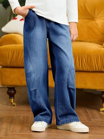 Haloumoning Boys Cargo Jeans Kids High Phenged Bargy Bants Demin Pants مع جيوب متعددة 5-14 سنوات in Saudi Arabia