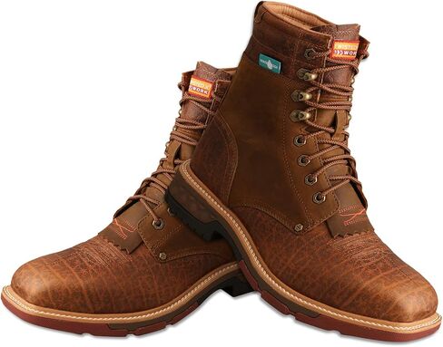 Twisted X Men's 8" CellStretch Lacer, Square Toe Alloy Toe with CellStretch, Distressed Saddle & Cognac, 8 D in Saudi Arabia