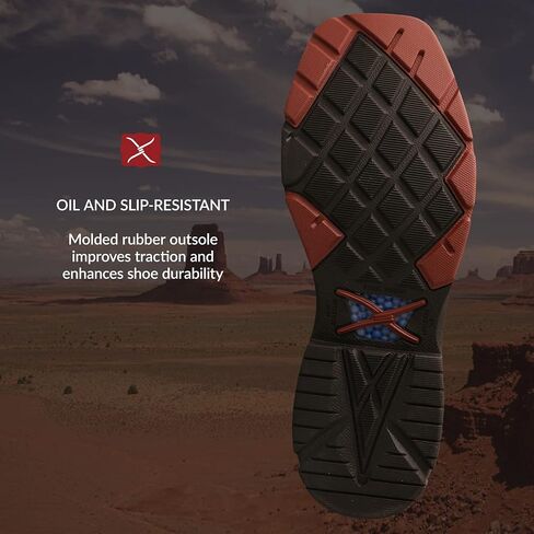 Twisted X Men's 8" CellStretch Lacer, Square Toe Alloy Toe with CellStretch, Distressed Saddle & Cognac, 8 D in Saudi Arabia