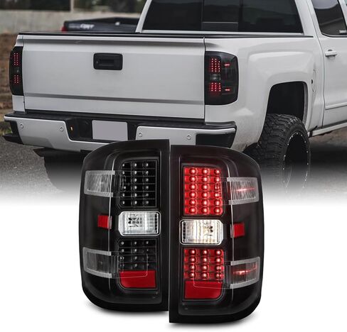 AKKON - For 2014 2015-2018 Chevy Silverado | GMC Sierra LH & RH Black Replacement LED Tail Lights Tail Lamps Pair Set in Kuwait