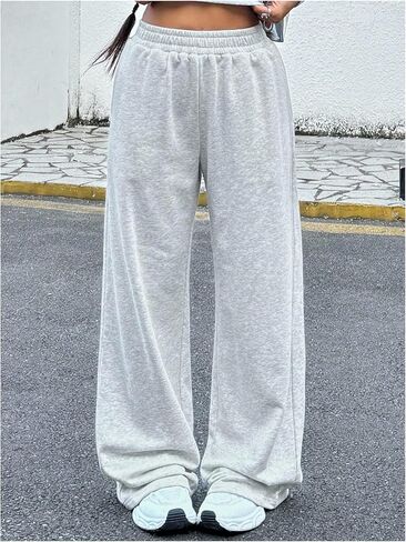 Milumia Girl's Wide Leg Sweatpants Elastic Waist Loose Fit Casual Long Trousers in Saudi Arabia