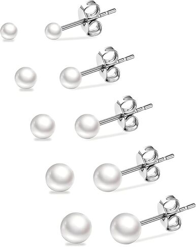 Cute Cat Stud Earrings, Hypoallergenic Small Pearl Earrings for Women Silver in Saudi Arabia