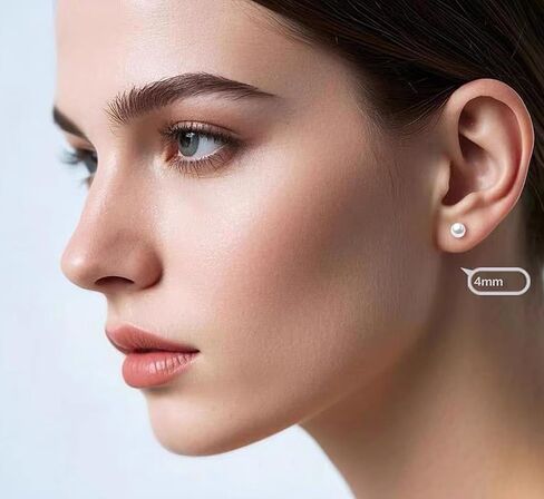 Cute Cat Stud Earrings, Hypoallergenic Small Pearl Earrings for Women Silver in Saudi Arabia