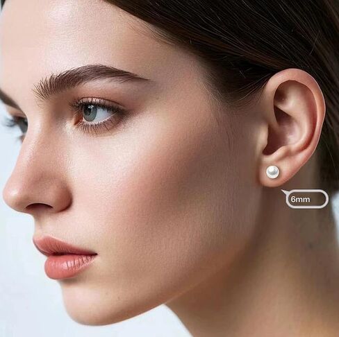 Cute Cat Stud Earrings, Hypoallergenic Small Pearl Earrings for Women Silver in Saudi Arabia
