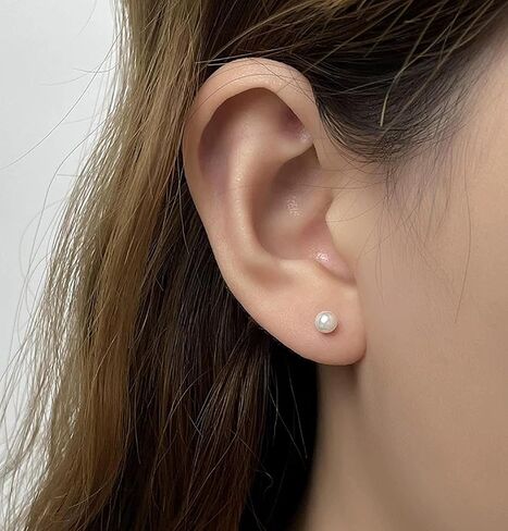 Cute Cat Stud Earrings, Hypoallergenic Small Pearl Earrings for Women Silver in Saudi Arabia