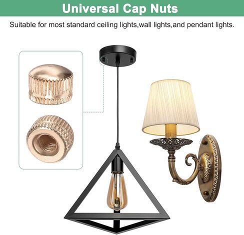 25-Pack Threaded Cap Nuts, M4x11mm Screw Caps for Light Fixture, Female Knurled Knob Nut for Ceiling Light Cover Replacement/Decorative Lamp Parts, Acorn Screw Top [Matt White] in Saudi Arabia