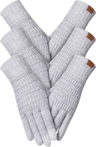 3 Pairs Winter Gloves for Women, 3-Finger Touch Screen Elastic Thermal Knit Lining, Warm Gloves for Cold Weather in Saudi Arabia