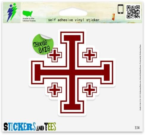 Jerusalem Cross Crusaders' Cross Vinyl Car Bumper Window Sticker 2" x 2" in Saudi Arabia