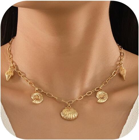Layered Gold Necklace Set for Women Textured Cuban Chain & Pearl Accent Boho Jewelry with Adjustable Paperclip Links for Summer Accessories in Saudi Arabia