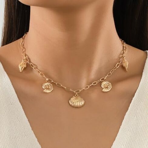 Layered Gold Necklace Set for Women Textured Cuban Chain & Pearl Accent Boho Jewelry with Adjustable Paperclip Links for Summer Accessories in Saudi Arabia