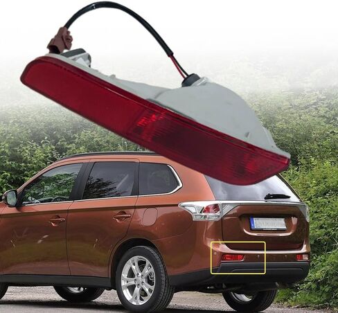 Rear Bumper Reflector Light Lens Cover (Diver Side), Rear Fog Lamp Housing Cover, Compatible with Mitsubishi Outlander 2013-2015, w/o Bulb, Red Clear Lens Lens in Saudi Arabia
