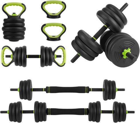 44/66/88 Lbs Adjustable Dumbbell Set, 4-in-1 Free Weights with Connector, Converts to Barbell, Kettlebell & Push-Up Stand, Fitness Equipment for Home Gym Suitable Men/Women in Saudi Arabia