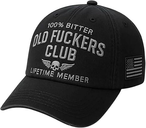 Old Fuckers Club-Vintage Baseball Cap,100% Bitter Lifetime Member, Adjustable Distressed Black Old Fuckers Hat in Saudi Arabia
