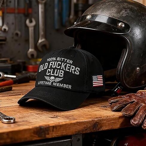 Old Fuckers Club-Vintage Baseball Cap,100% Bitter Lifetime Member, Adjustable Distressed Black Old Fuckers Hat in Saudi Arabia
