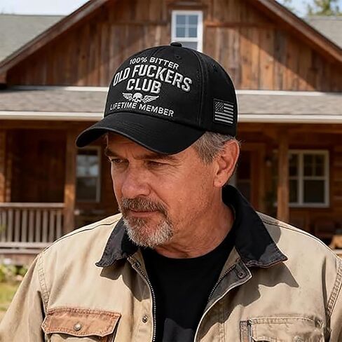 Old Fuckers Club-Vintage Baseball Cap,100% Bitter Lifetime Member, Adjustable Distressed Black Old Fuckers Hat in Saudi Arabia