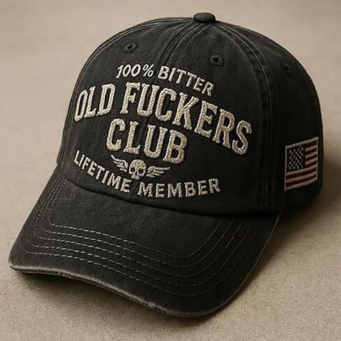 Old Fuckers Club-Vintage Baseball Cap,100% Bitter Lifetime Member, Adjustable Distressed Black Old Fuckers Hat in Saudi Arabia