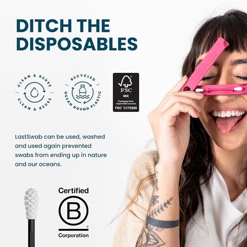 LastSwab® Reusable Cotton Swabs for Gentle and Eco-Friendly Beauty Routines - The Sustainable Alternative to Single-Use Q Tips - Zero Waste & Easy to Clean - Comes with a Convenient Travel Case Holder in Saudi Arabia