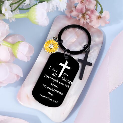 Christian Gifts for Women - Inspirational Bible Verse Keychain with Cross, Religious Faith Based Gifts, Birthday Easter Christmas Baptism First Communion Gift for Friends Prayers Pastor in Kuwait